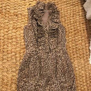 Leopard cheetah print ruffle neck dress